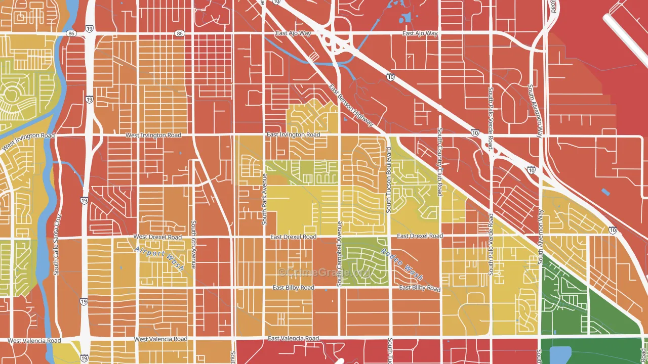 Cherry Avenue, Tucson, AZ Map of Burglary Rates