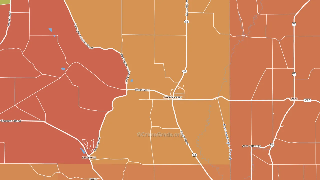 Cherry Creek, NY Map of Burglary Rates