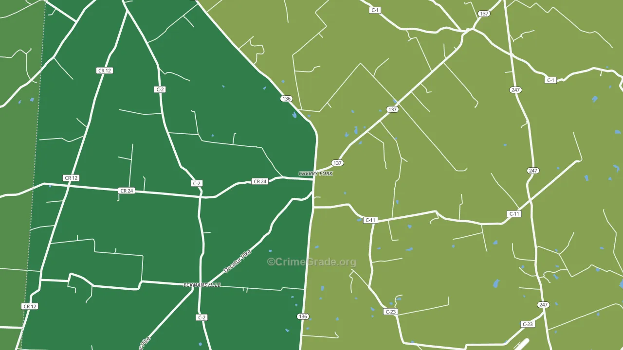 Cherry Fork, OH Map of Burglary Rates