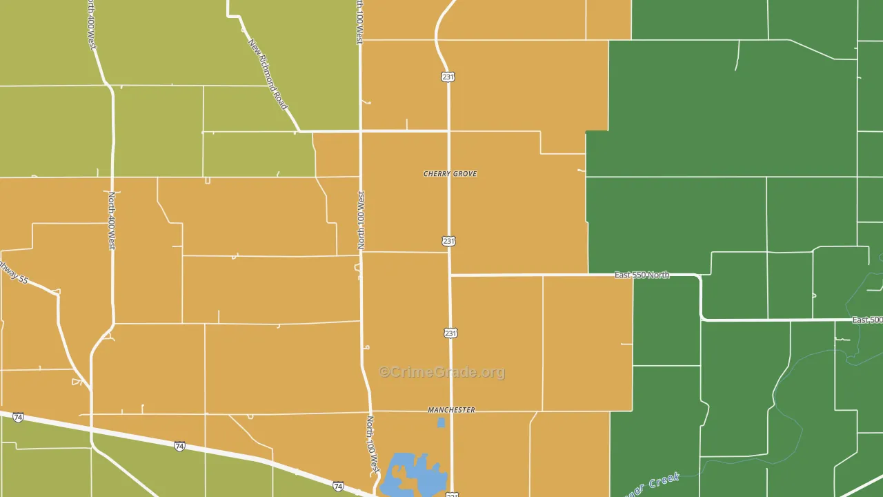 Cherry Grove, IN Map of Burglary Rates