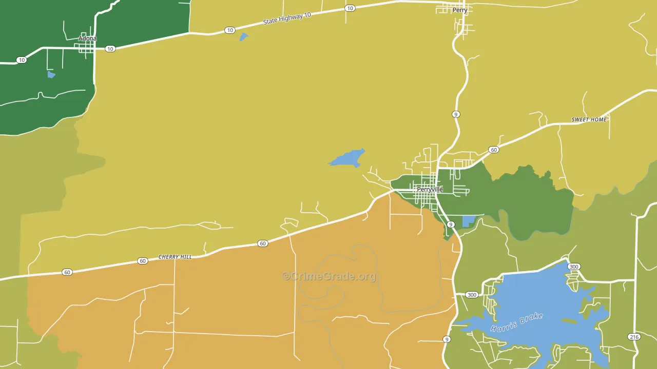 Cherry Hill, AR Map of Burglary Rates