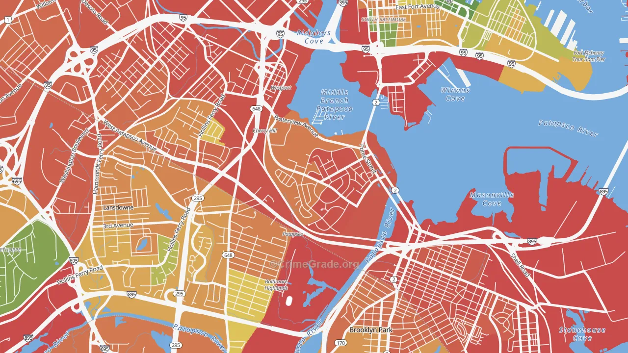 Cherry Hill, Brooklyn, MD Map of Burglary Rates