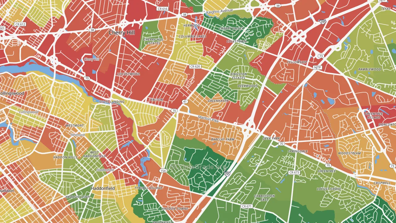 Cherry Hill, NJ Map of Burglary Rates