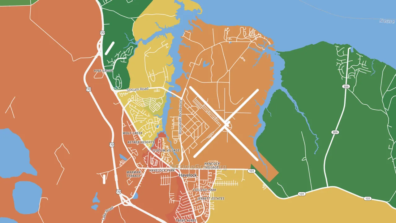 Cherry Point, NC Map of Burglary Rates
