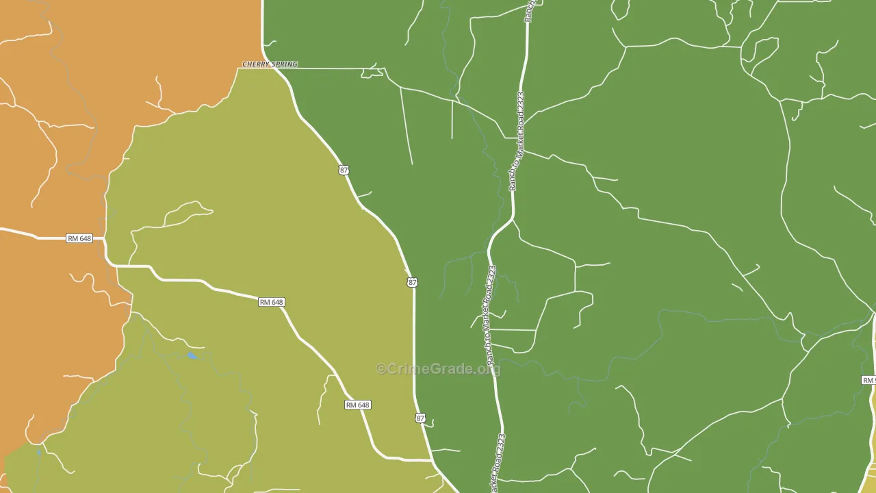 Cherry Spring, TX Map of Burglary Rates