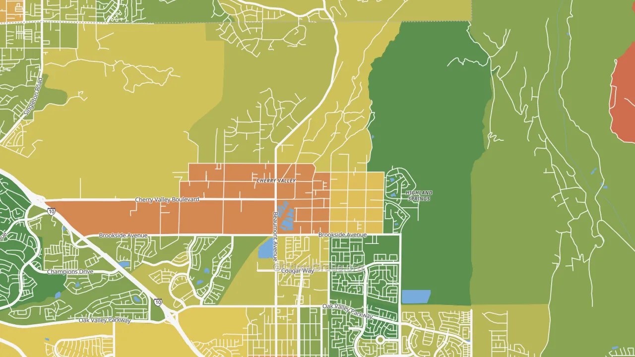Cherry Valley, CA Map of Burglary Rates