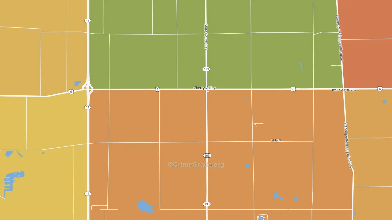 Cherry Valley, OH Map of Burglary Rates