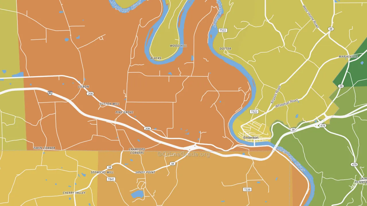 Cherry Valley, PA Map of Burglary Rates