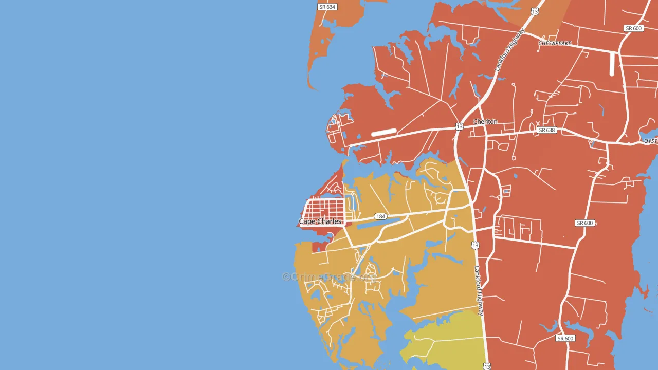 Cherrystone, VA Map of Burglary Rates