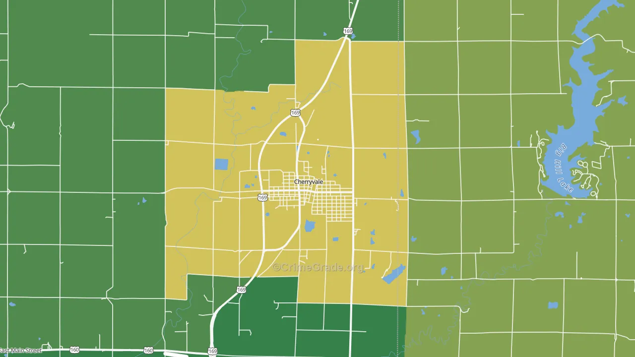 Cherryvale, KS Map of Burglary Rates