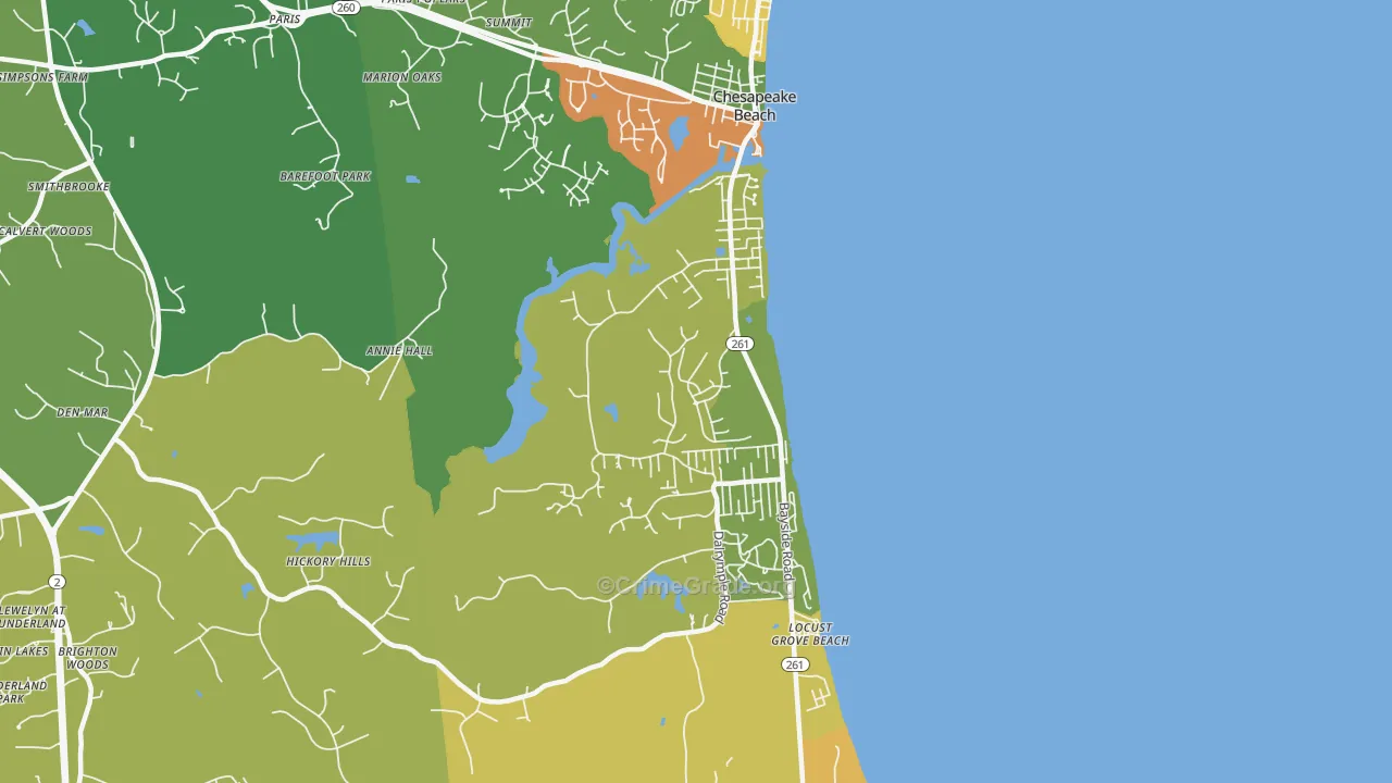 Chesapeake Beach, MD Map of Burglary Rates