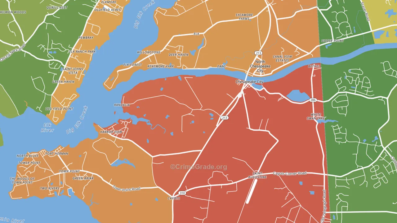 Chesapeake City, MD Map of Burglary Rates
