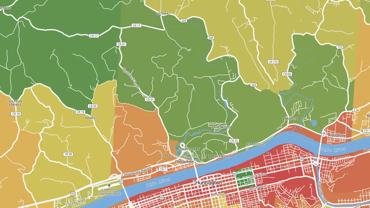 Chesapeake, OH Map of Burglary Rates