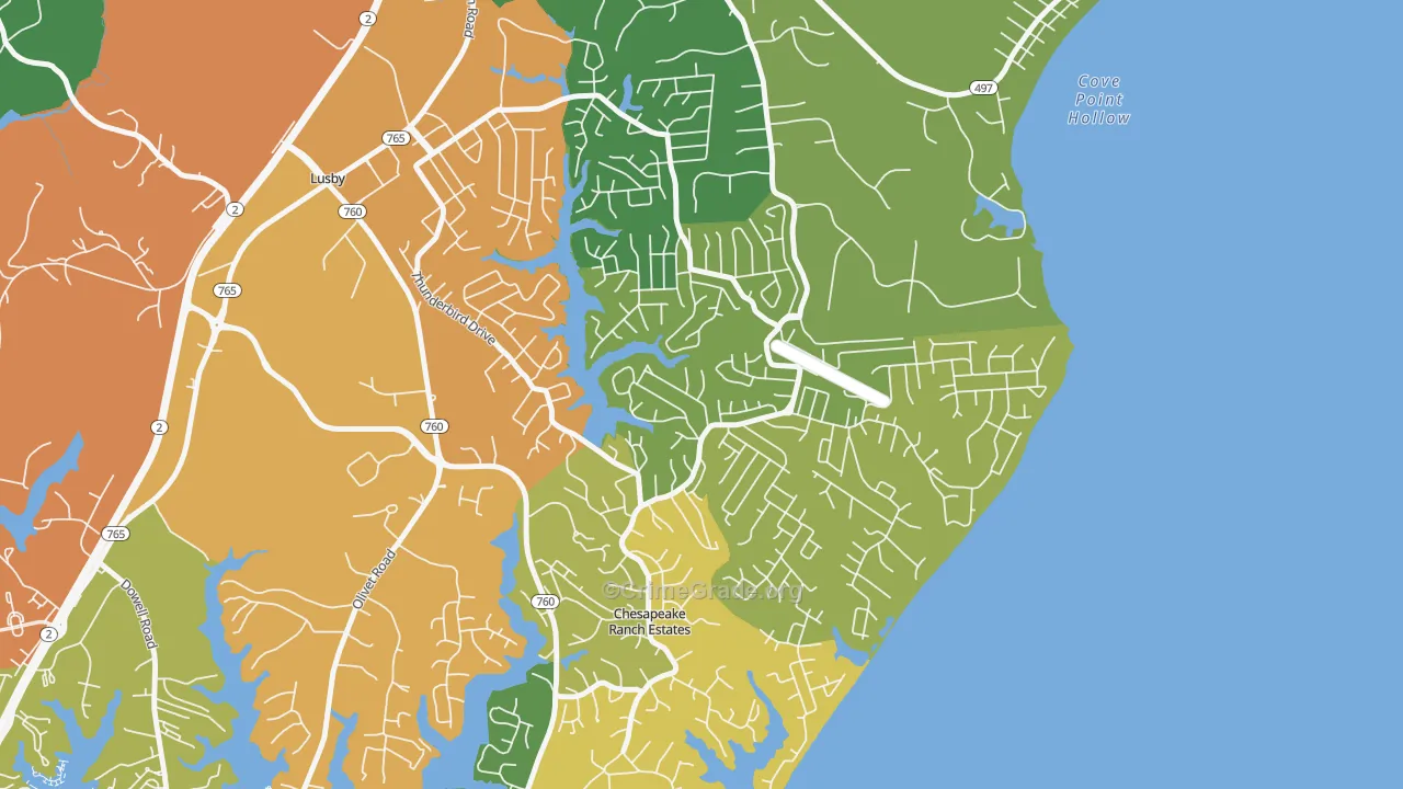 Chesapeake Ranch Estates, MD Map of Burglary Rates