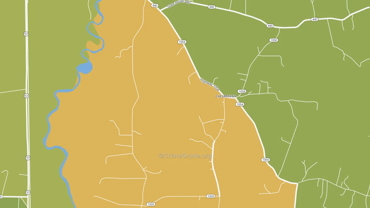 Chesbrough, LA Map of Burglary Rates