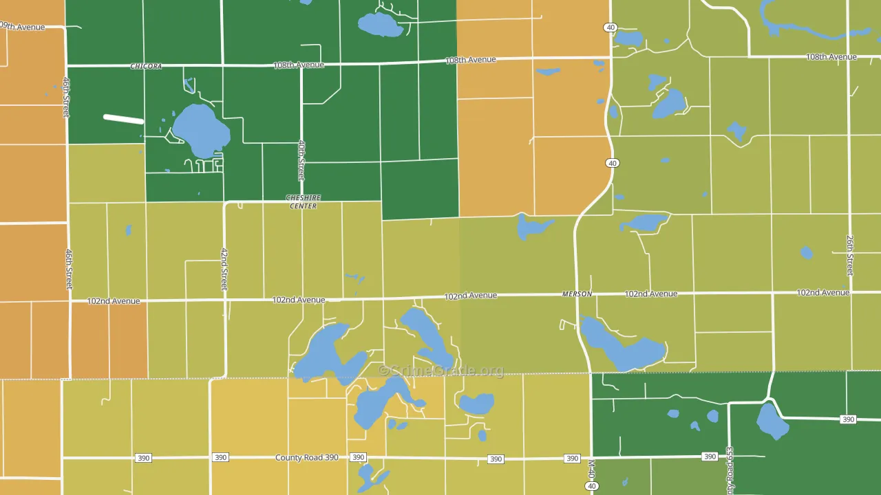 Cheshire Center, MI Map of Burglary Rates