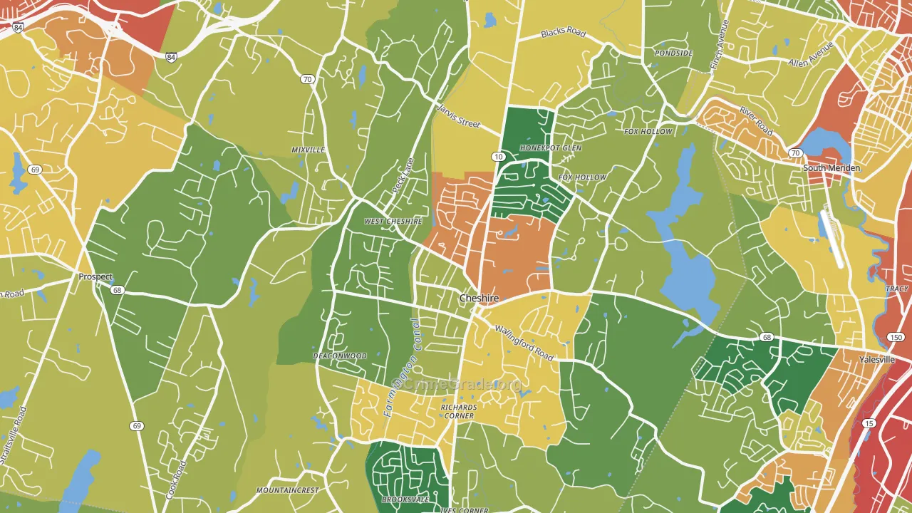 Cheshire, CT Map of Burglary Rates