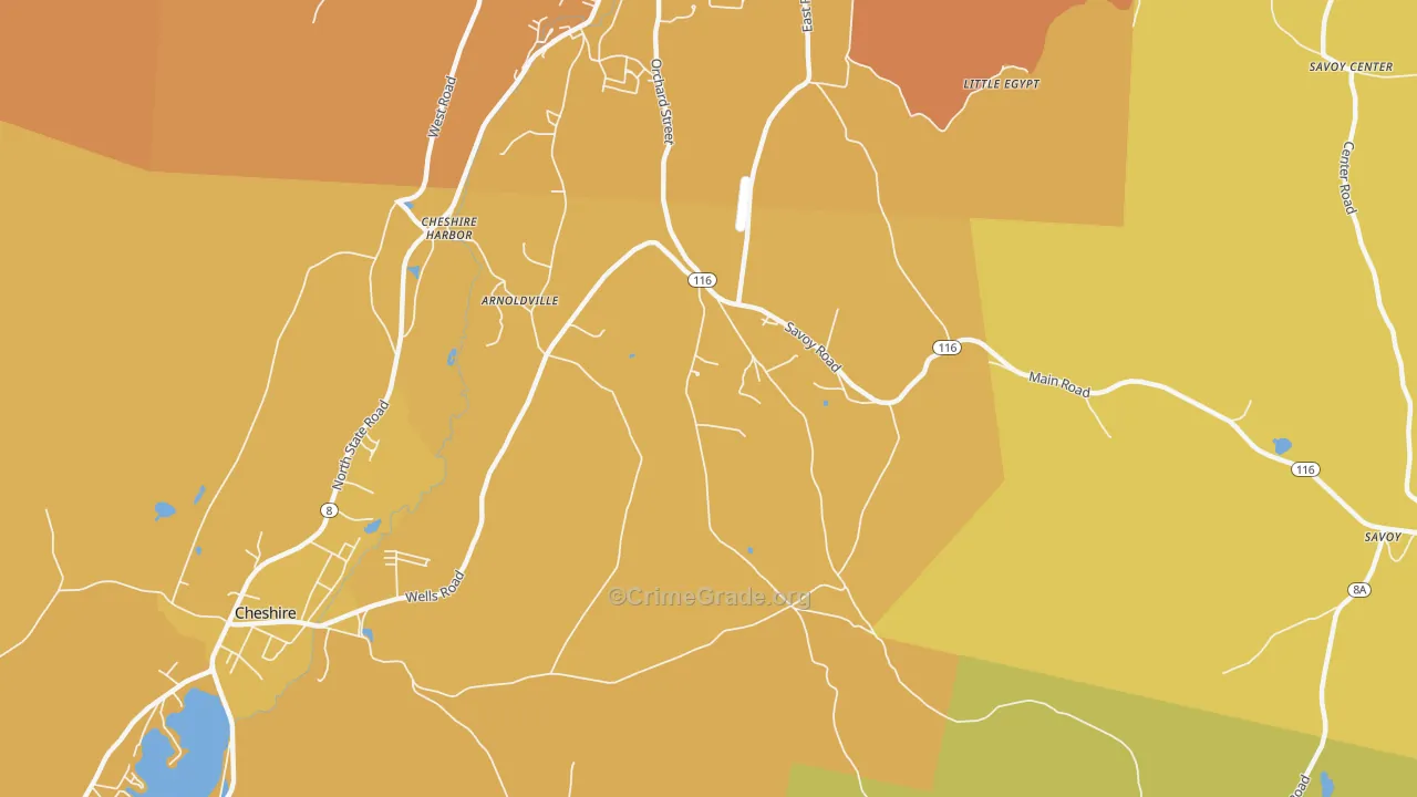 Cheshire Harbor, MA Map of Burglary Rates