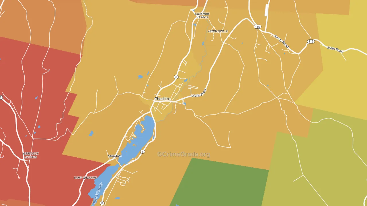 Cheshire, MA Map of Burglary Rates