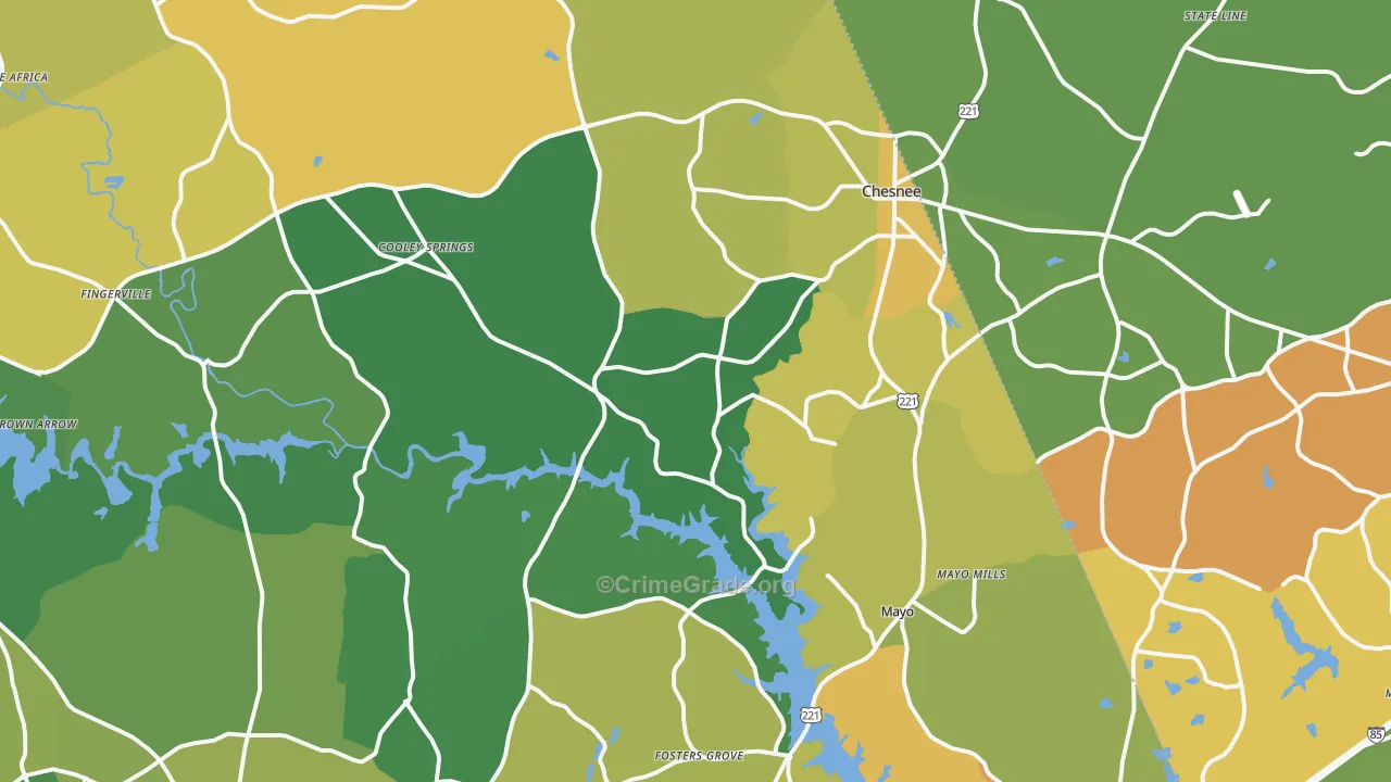 Chesnee, SC Map of Burglary Rates