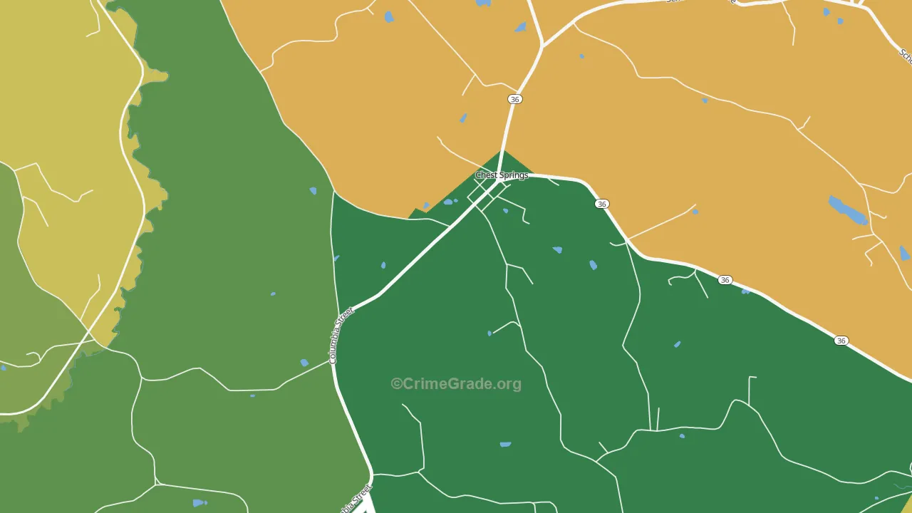 Chest Springs, PA Map of Burglary Rates