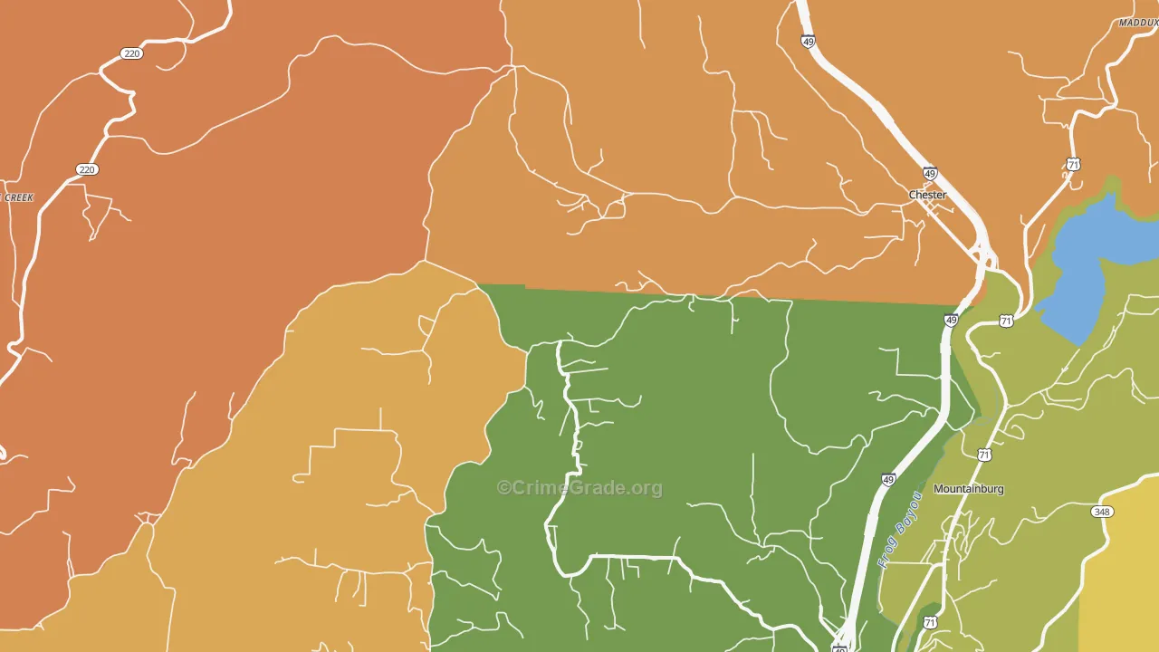 Chester, AR Map of Burglary Rates