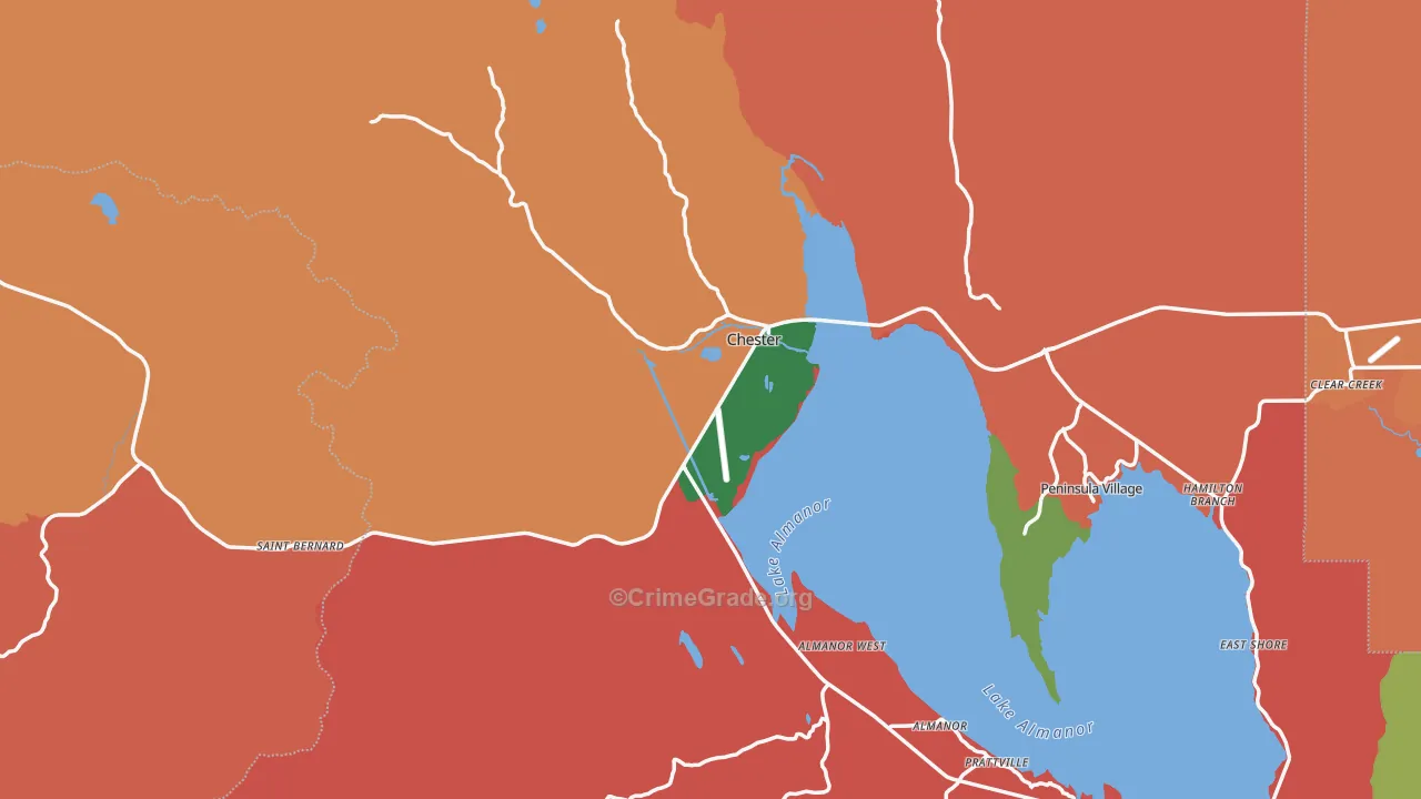 Chester, CA Map of Burglary Rates