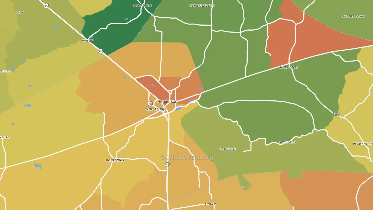 Chester County, TN Map of Burglary Rates