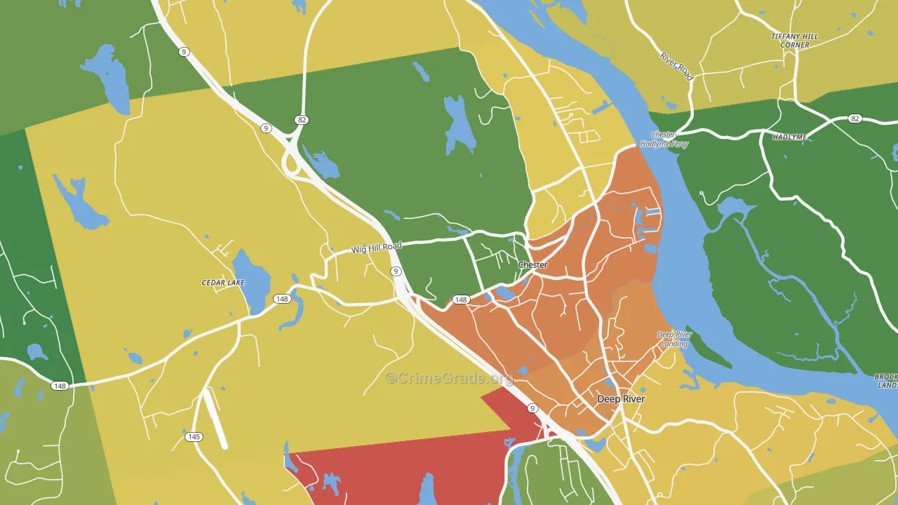 Chester, CT Map of Burglary Rates