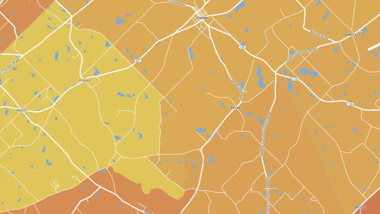 Chester, GA Map of Burglary Rates