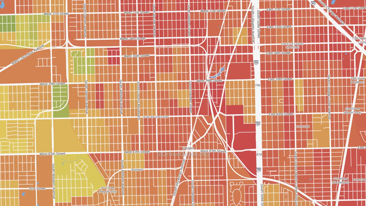 Chester Highlands, Chicago, IL Map of Burglary Rates
