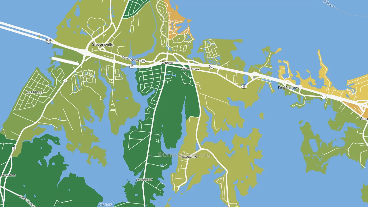 Chester, MD Map of Burglary Rates