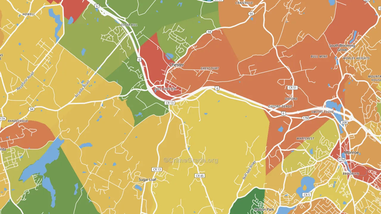 Chester, NY Map of Burglary Rates