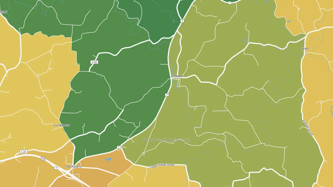 Chester, OH Map of Burglary Rates