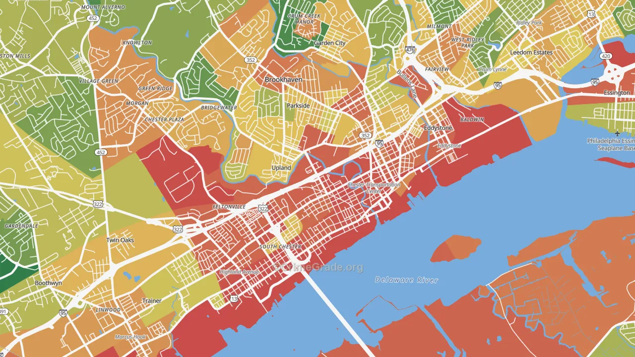 Chester, PA Map of Burglary Rates