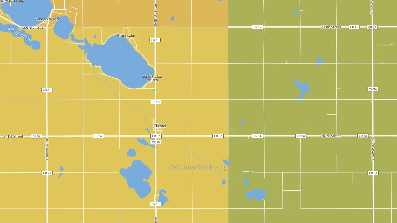 Chester, SD Map of Burglary Rates