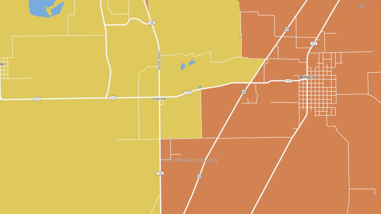 Chester, UT Map of Burglary Rates