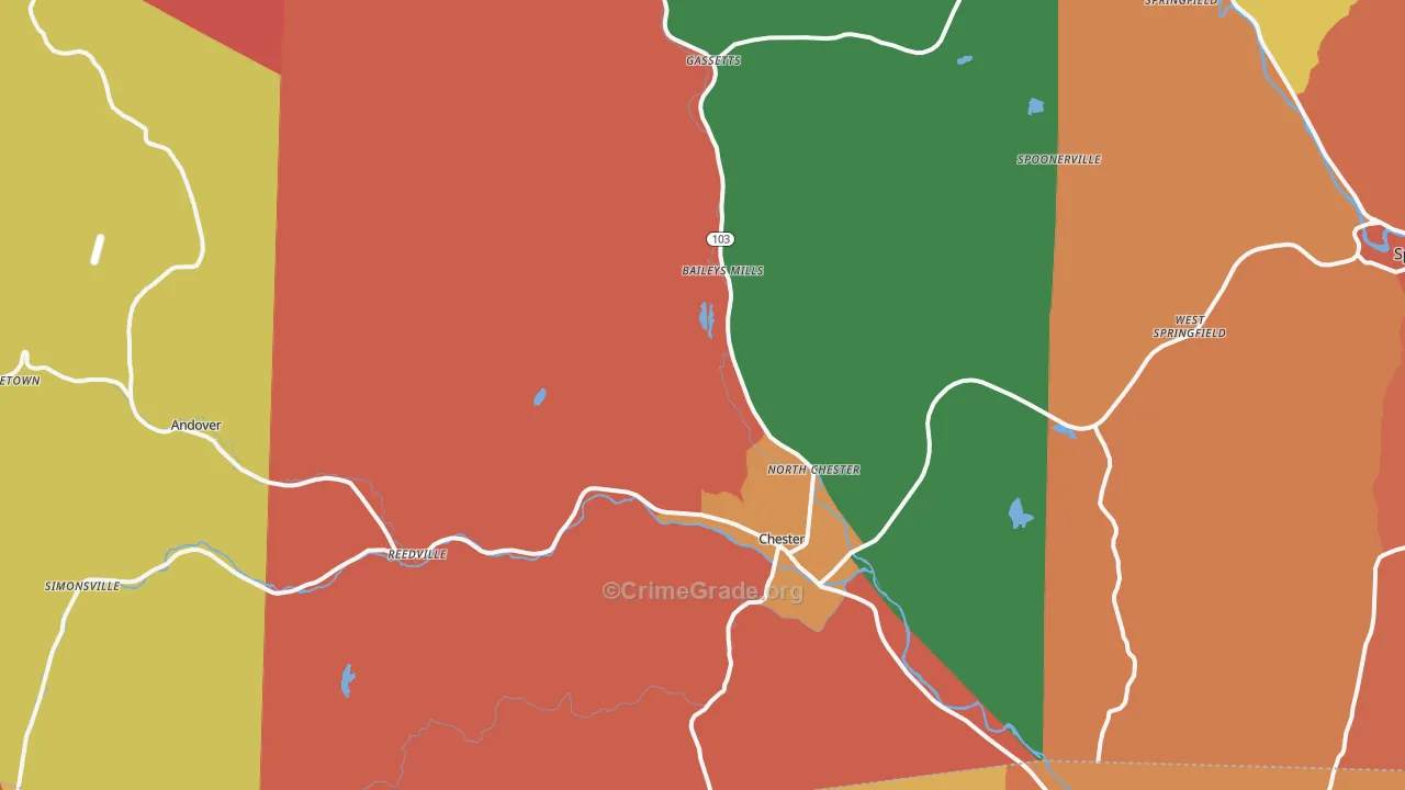 Chester, VT Map of Burglary Rates