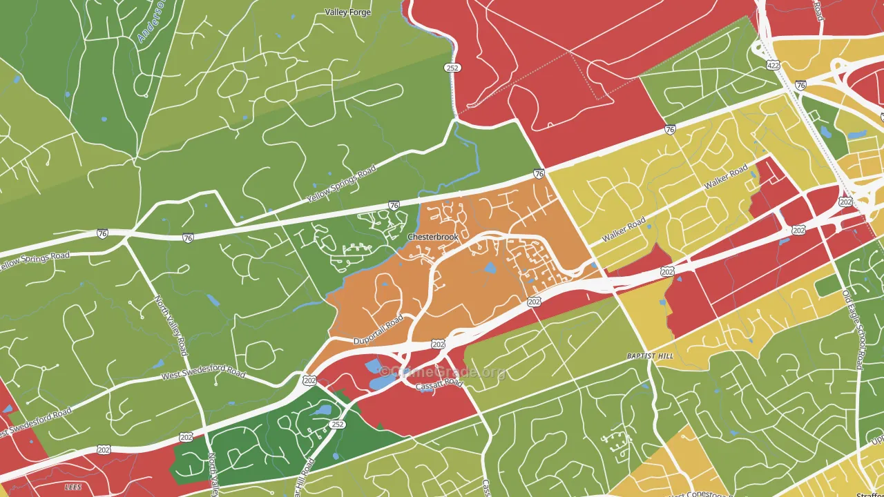 Chesterbrook, PA Map of Burglary Rates