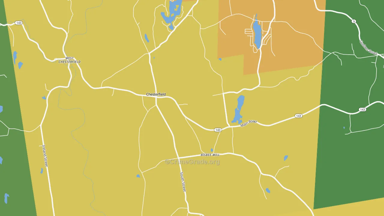 Chesterfield, MA Map of Burglary Rates