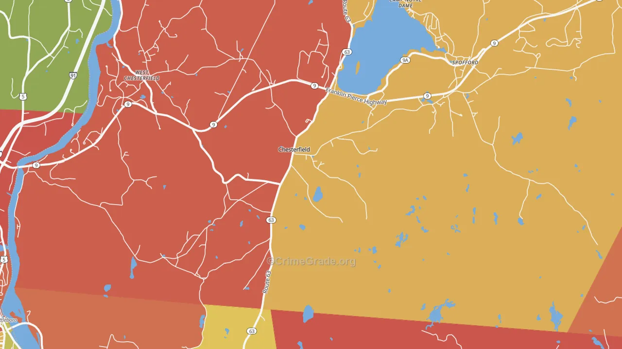 Chesterfield, NH Map of Burglary Rates