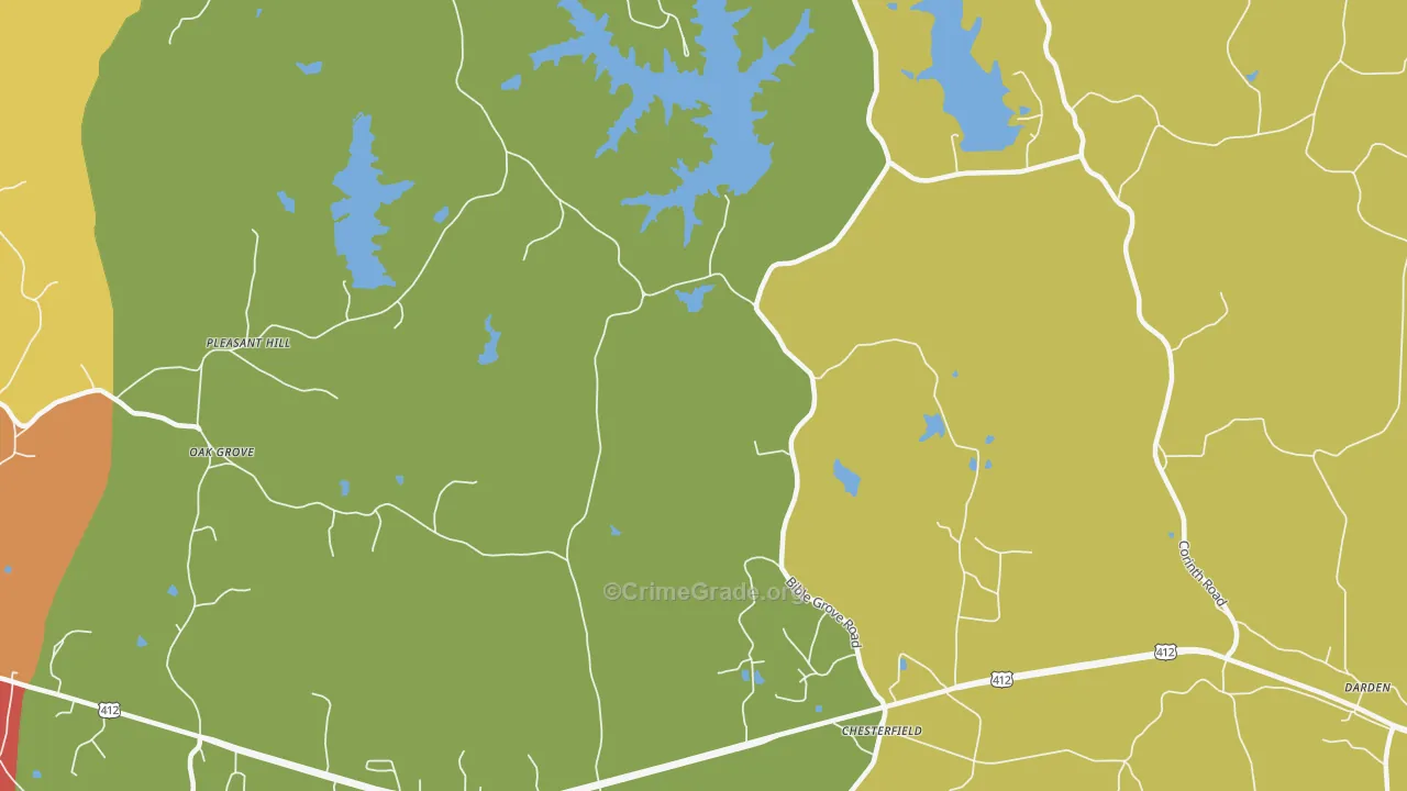 Chesterfield, TN Map of Burglary Rates