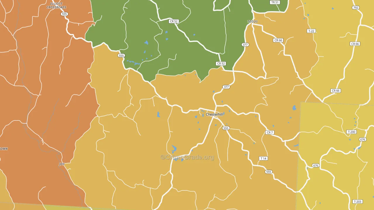 Chesterhill, OH Map of Burglary Rates