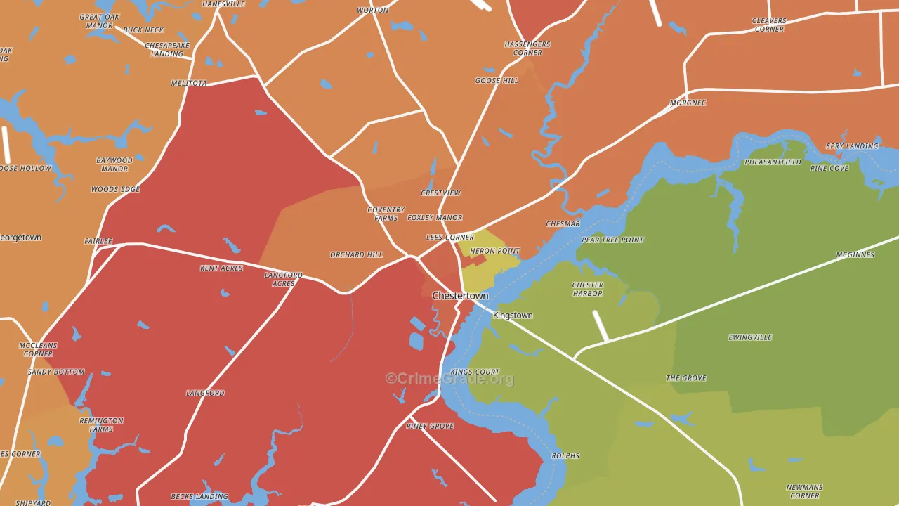 Chestertown, MD Map of Burglary Rates