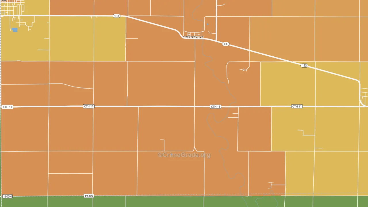 Chesterville, IL Map of Burglary Rates