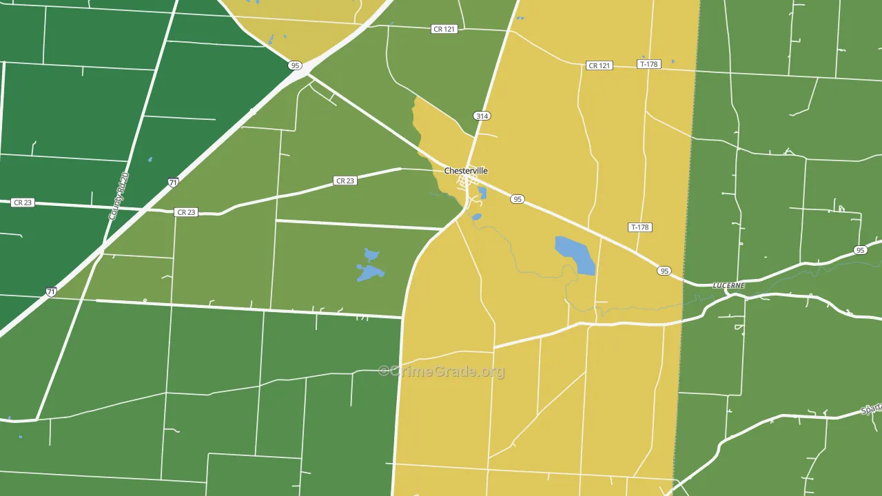 Chesterville, OH Map of Burglary Rates
