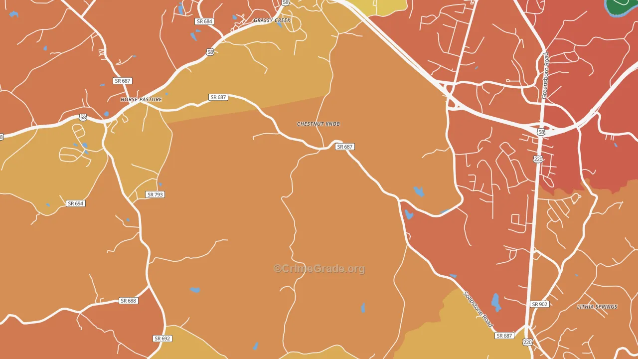 Chestnut Knob, VA Map of Burglary Rates