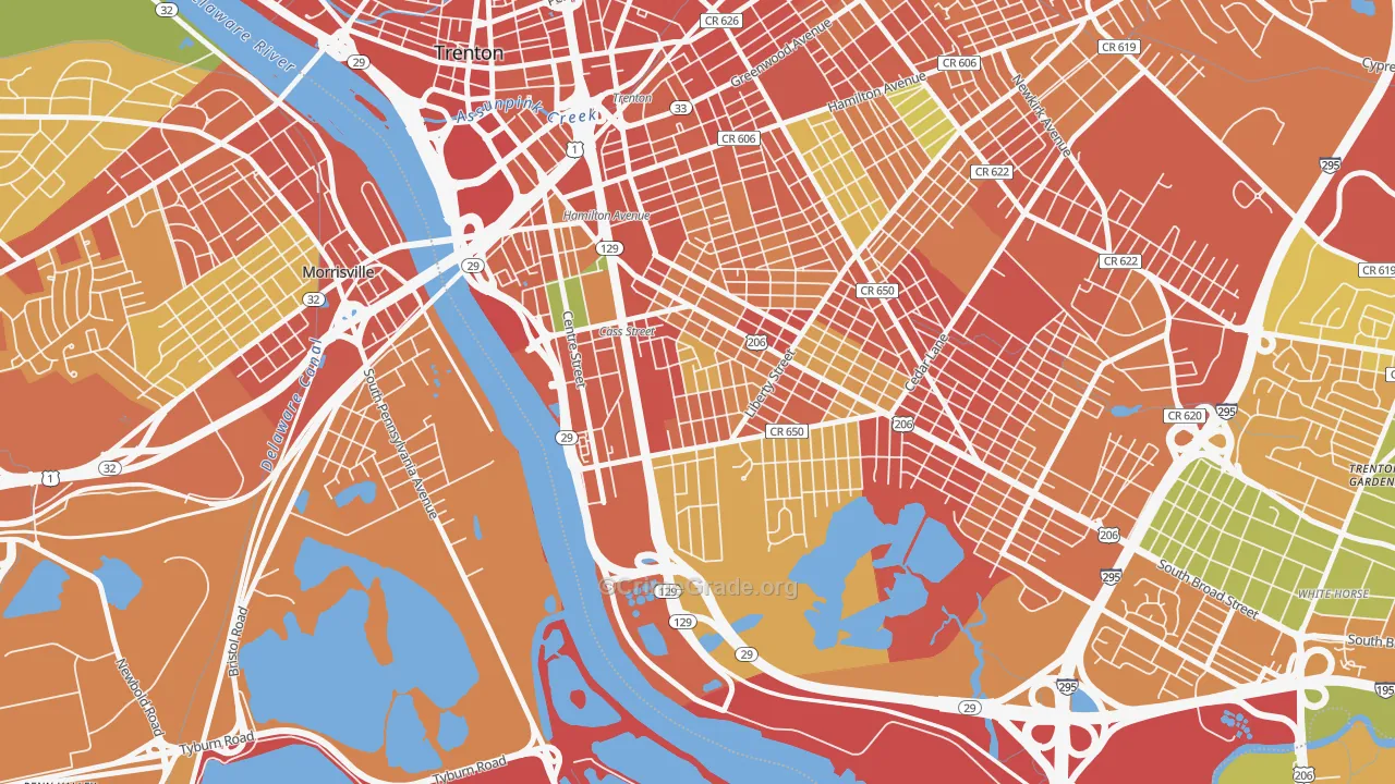 Chestnut Park, Trenton, NJ Map of Burglary Rates