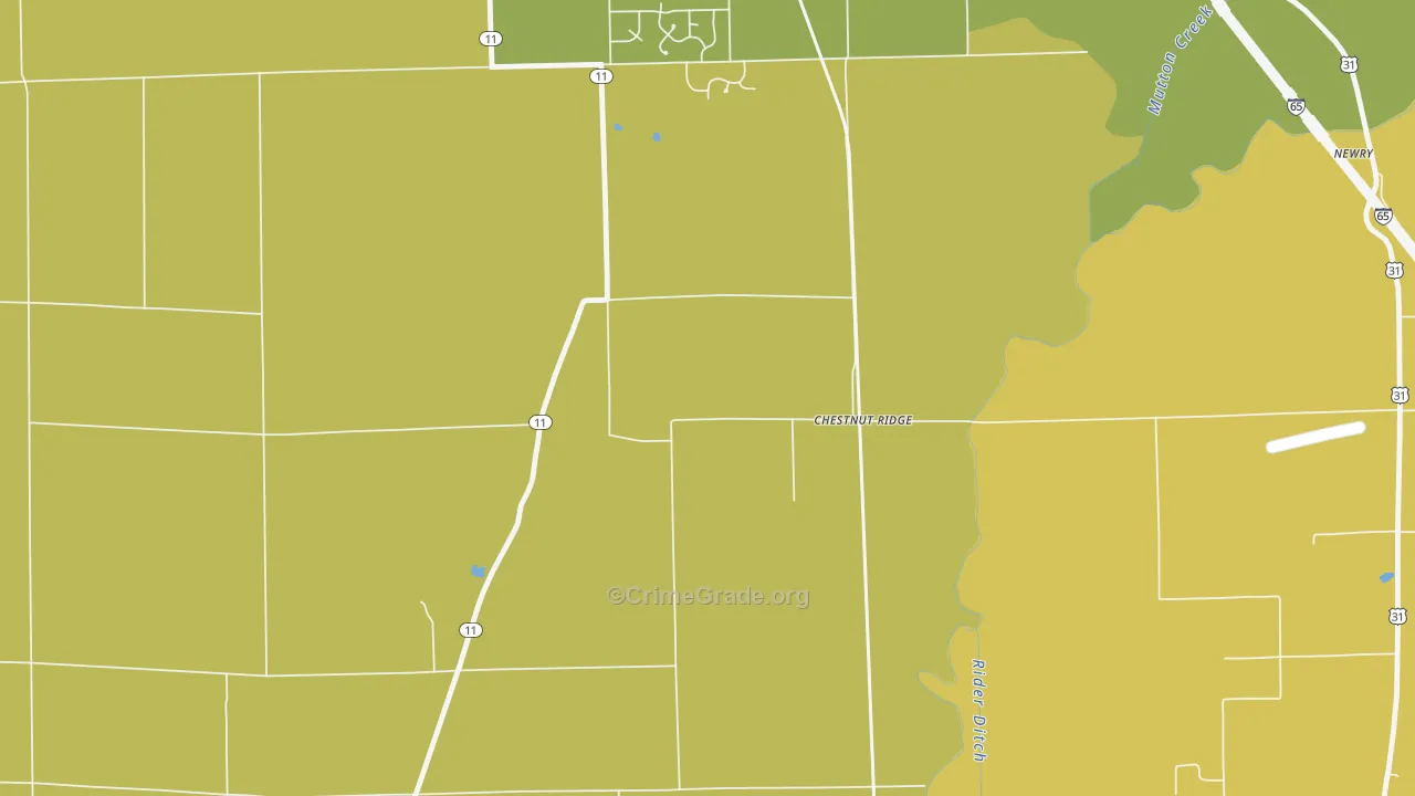 Chestnut Ridge, IN Map of Burglary Rates