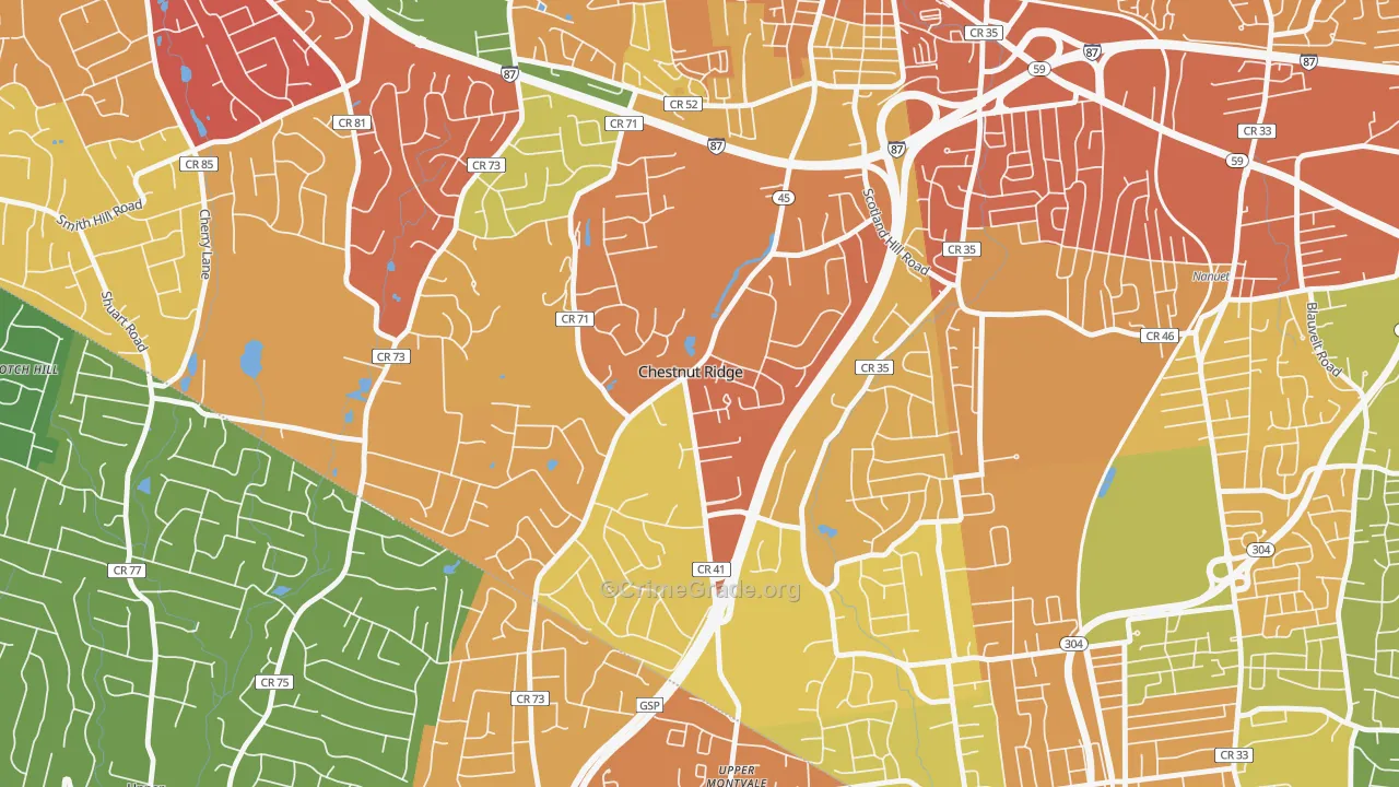 Chestnut Ridge, NY Map of Burglary Rates
